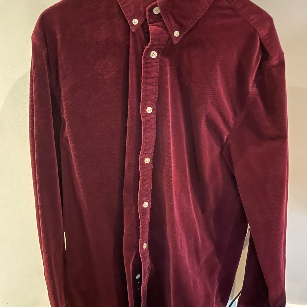 Men's Burgundy Corduroy Shirt